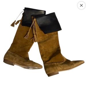 Celine Camel Suede Over the Knee BootsTan